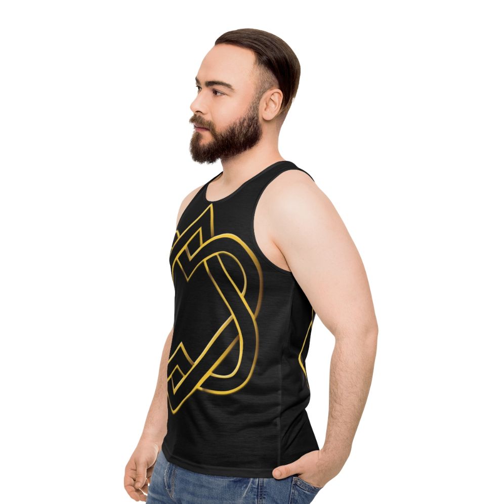 Unisex tank top with heart design and celtic knot art - men side