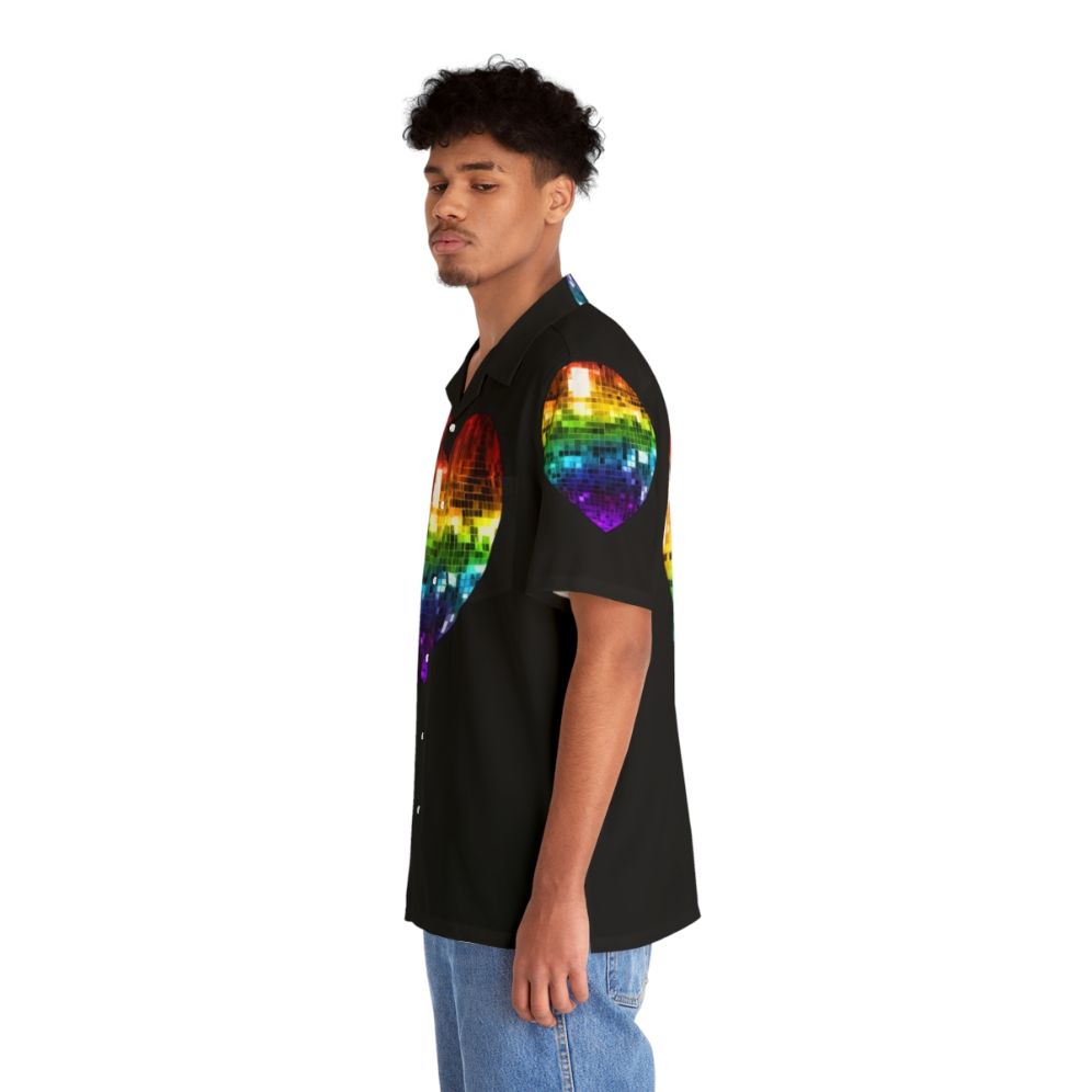 Rainbow Disco Ball Heart Hawaiian Shirt - People Left