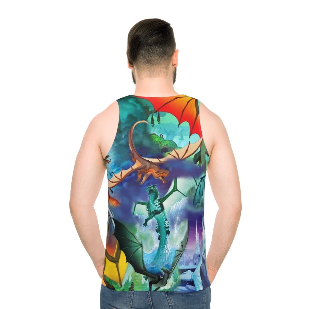 Dragon pattern unisex tank top with Wings of Fire characters - men back