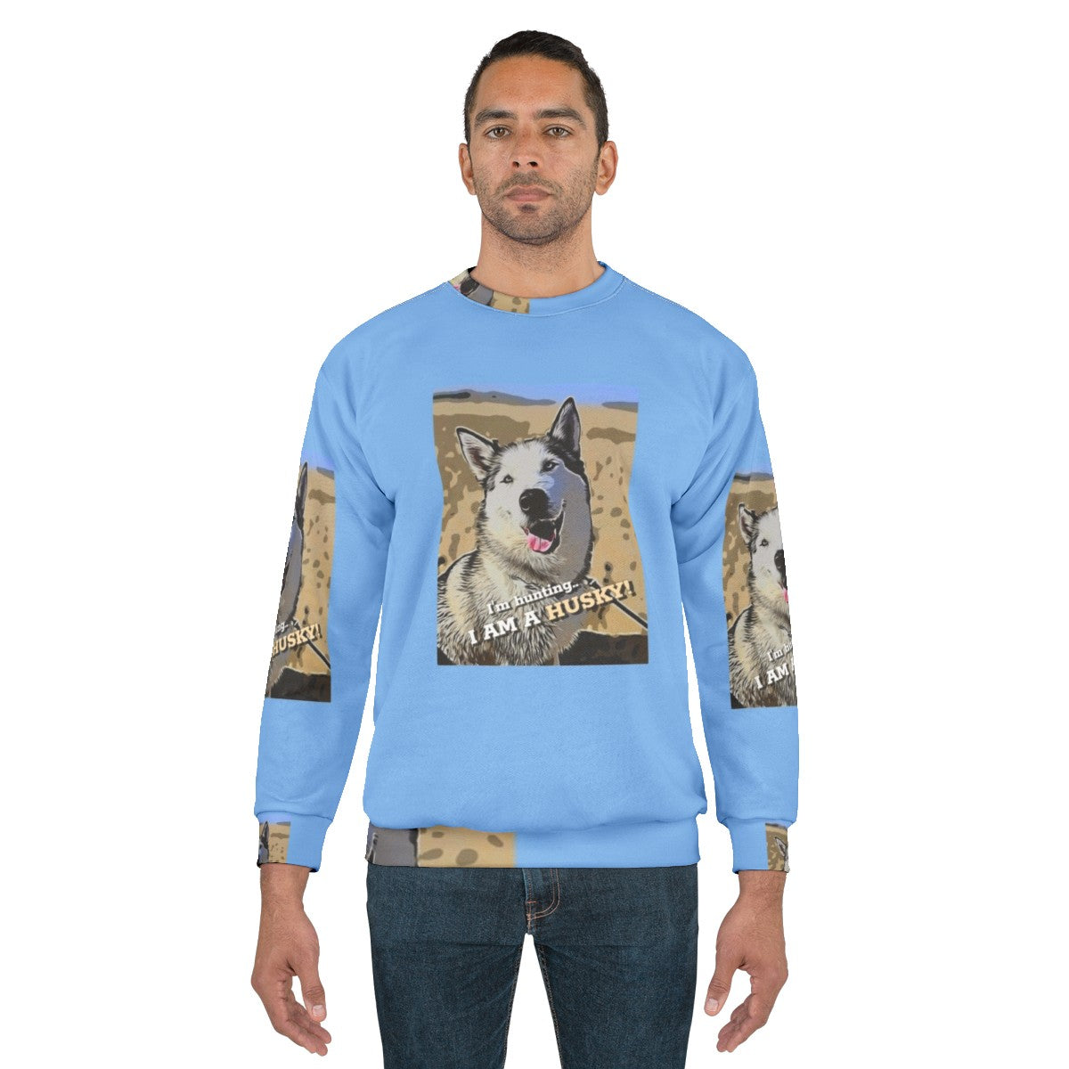 Siberian Husky Wearing Sweatshirt - men