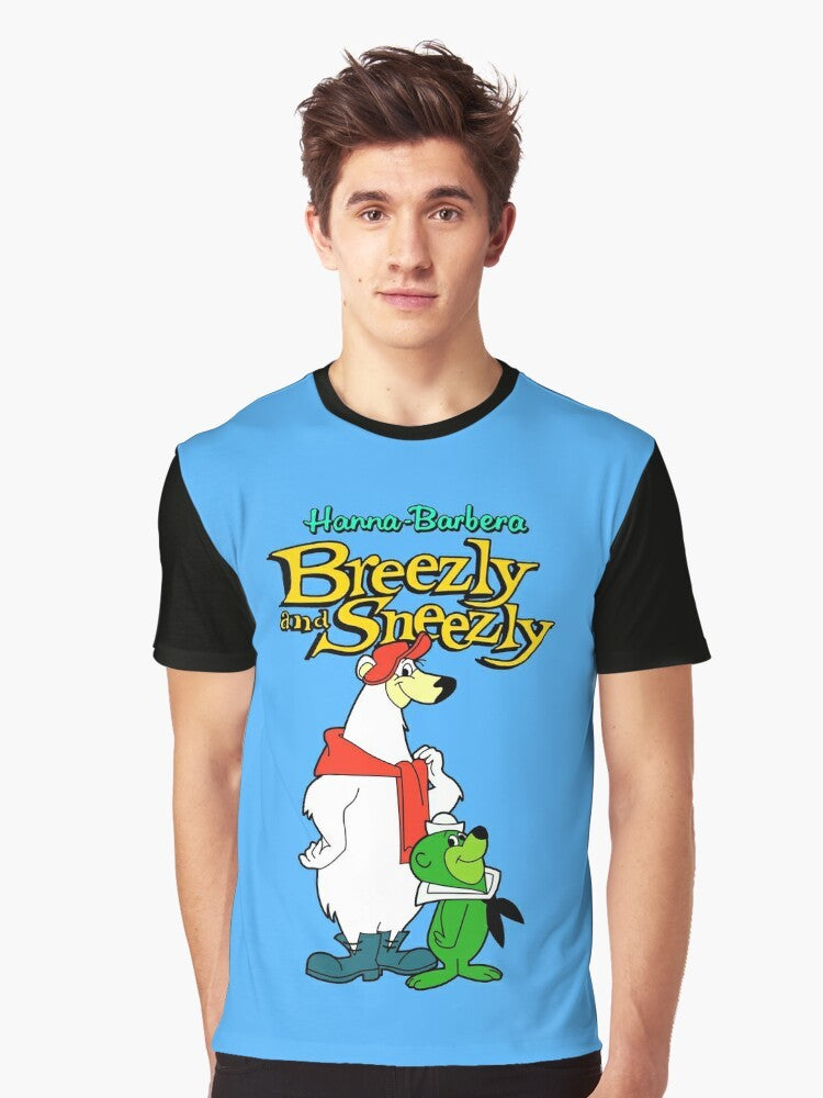 Breezly and Sneezly cartoon characters on a graphic t-shirt design - Men