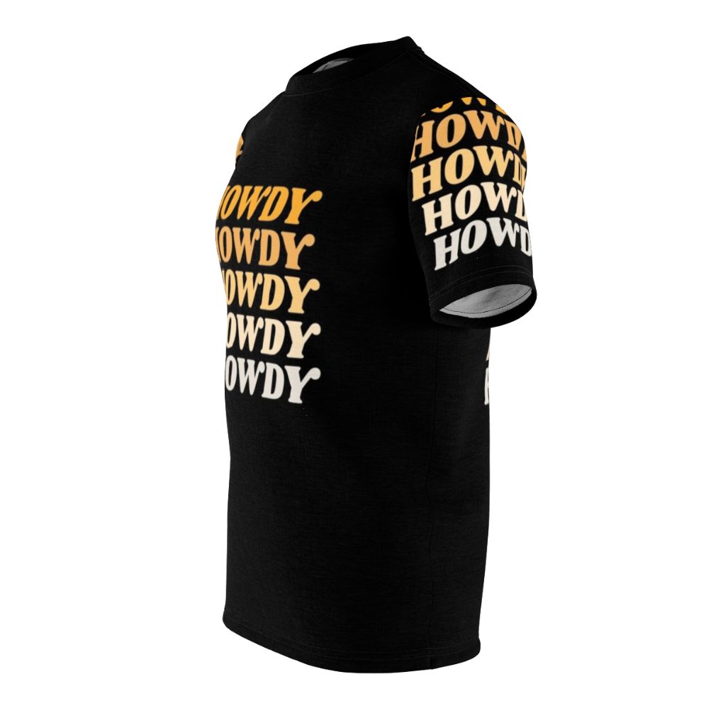 A stylish Western-themed t-shirt with the word "Howdy" printed on it, perfect for country and cowboy enthusiasts. - men left