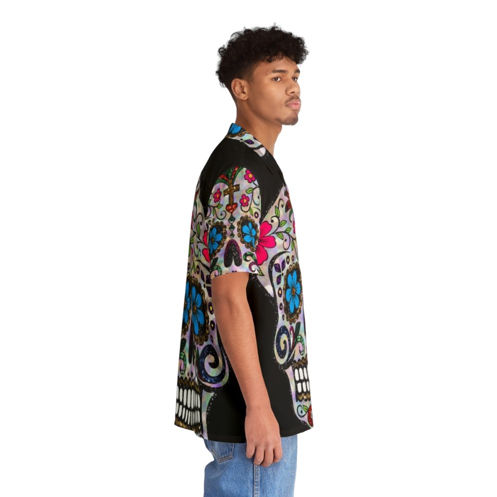 Floral sugar skull sequin Hawaiian shirt for Dia de los Muertos - People Pight