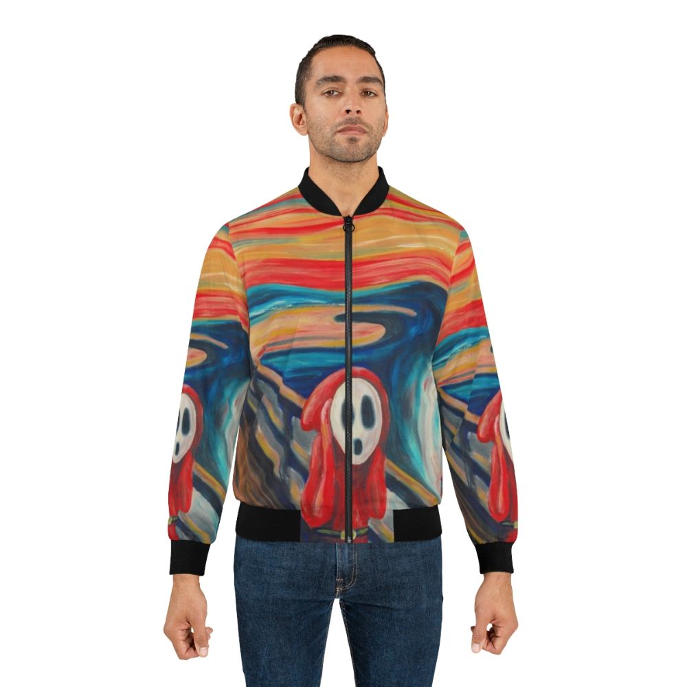 Bomber jacket featuring the iconic "The Scream" painting by Edvard Munch - Lifestyle