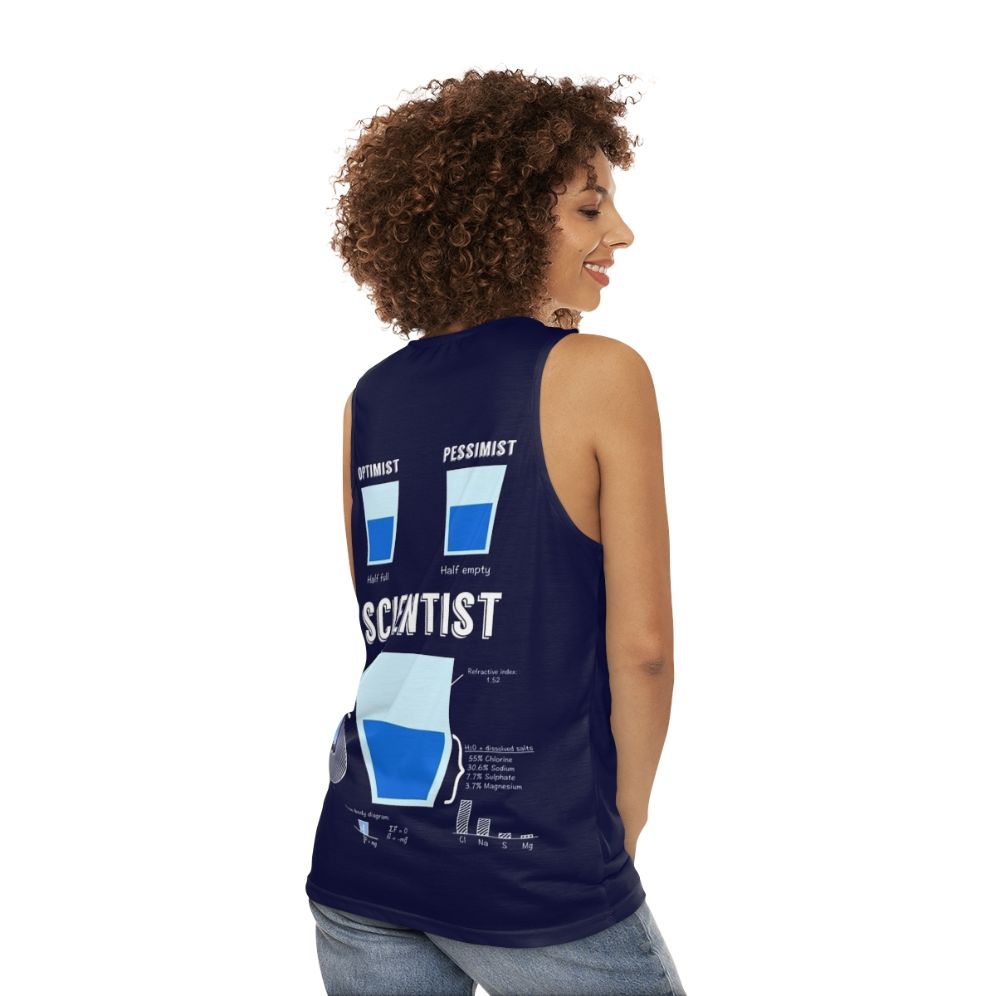 Optimist Pessimist Scientist Funny Science Unisex Tank Top - women back