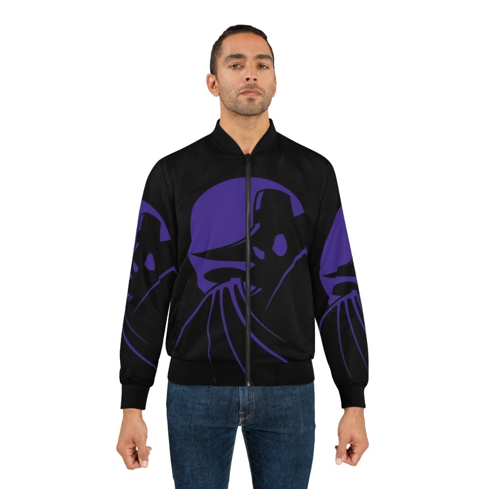 Darkwing Duck Bomber Jacket with the "Terror That Flaps in the Night" graphic - Lifestyle