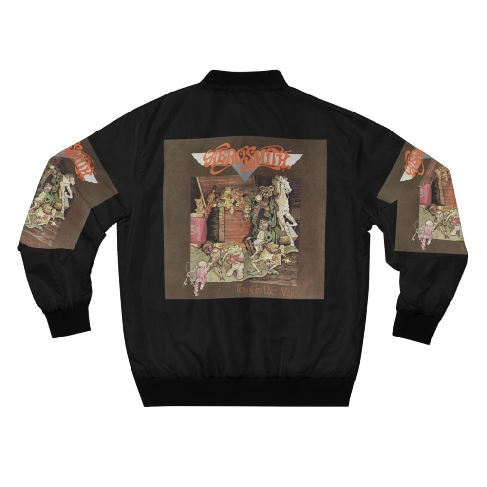 Bomber jacket with a graphic design of toys in a scary room - Back