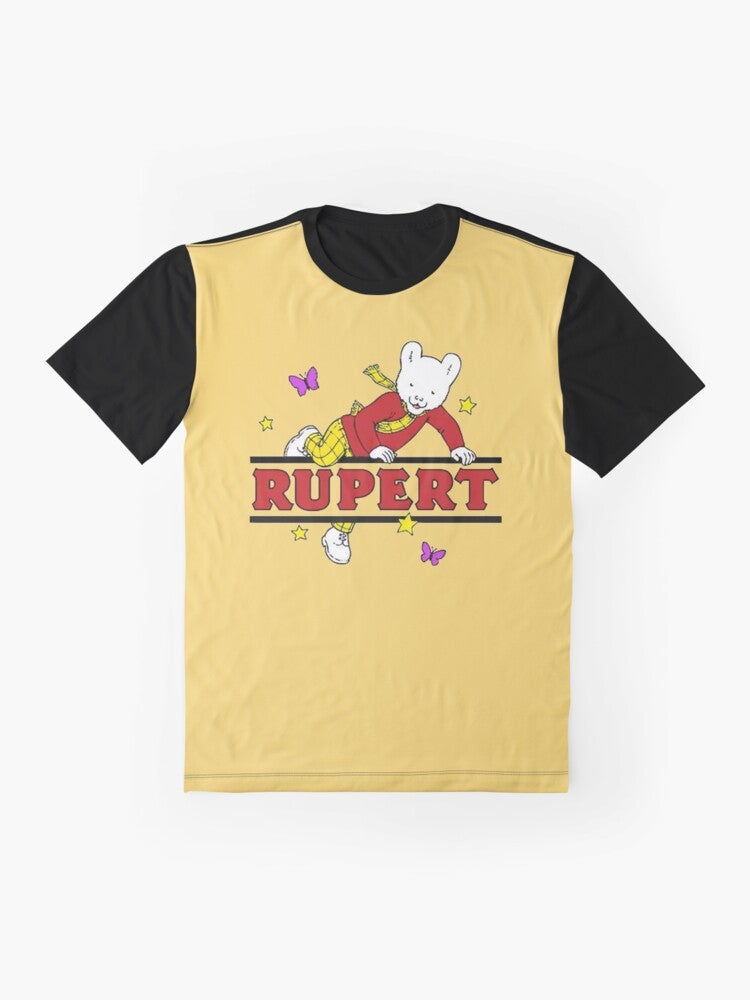 Rupert Bear Graphic T-Shirt with Retro Cartoon Design - Flat lay