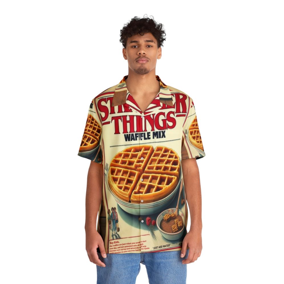 Waffle Mix Hawaiian Shirt, featuring a tropical pattern and a Stranger Things-inspired style - People Front