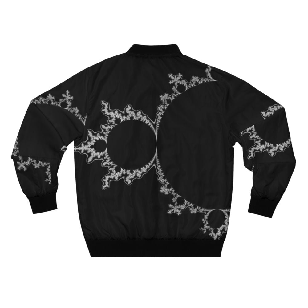 Monochrome Outline Mandelbrot Set Design Bomber Jacket - Back