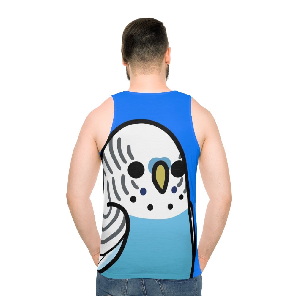 Unisex bird and budgie pattern tank top - men back