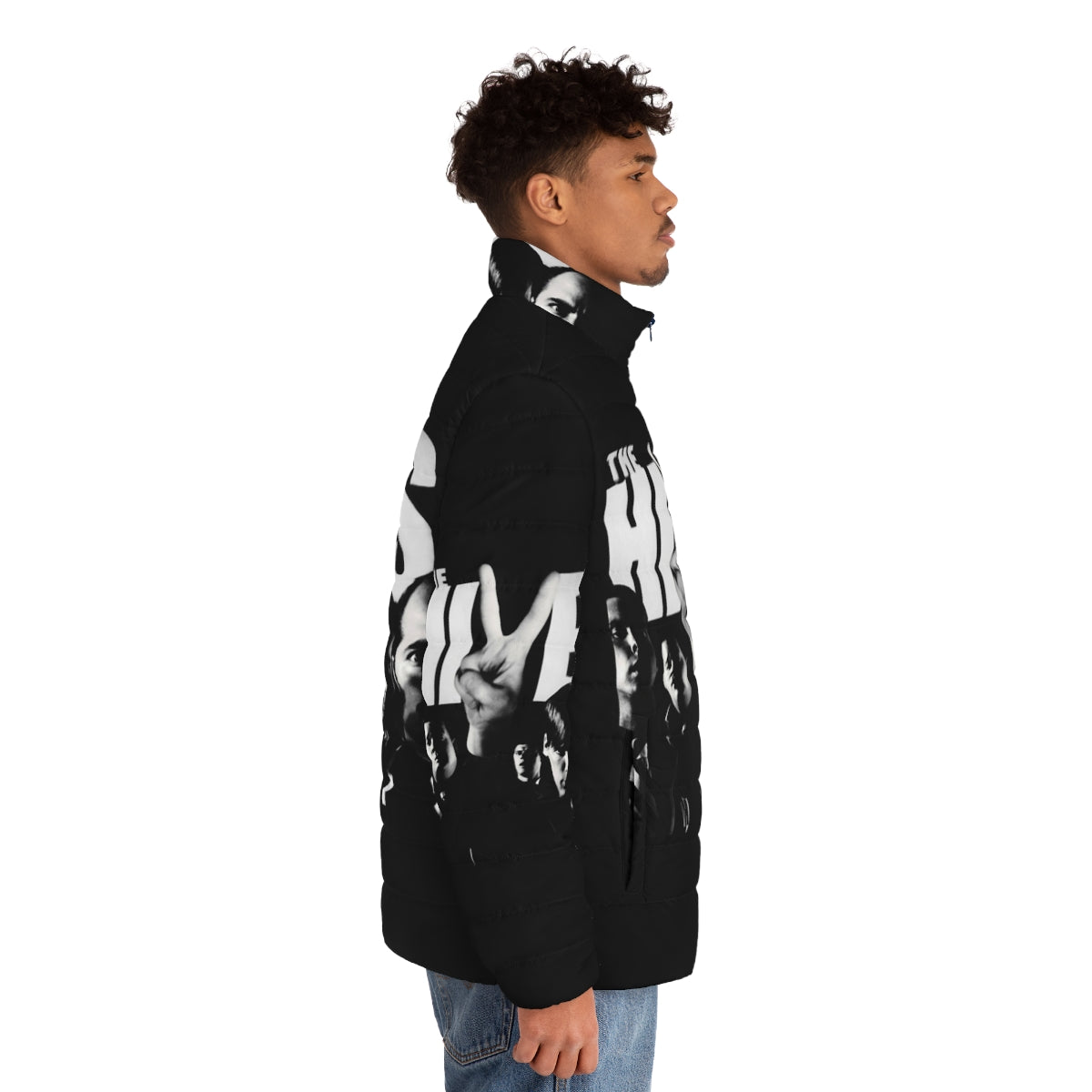 The Hives Vintage Puffer Jacket featuring band inspired design - men side right