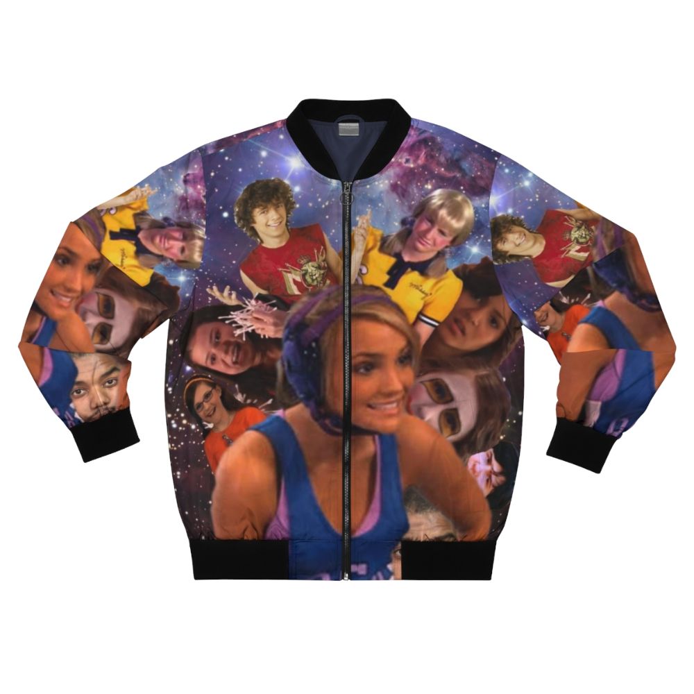 Zoey 101 character collage bomber jacket featuring Jamie Lynn Spears and Nickelodeon cast