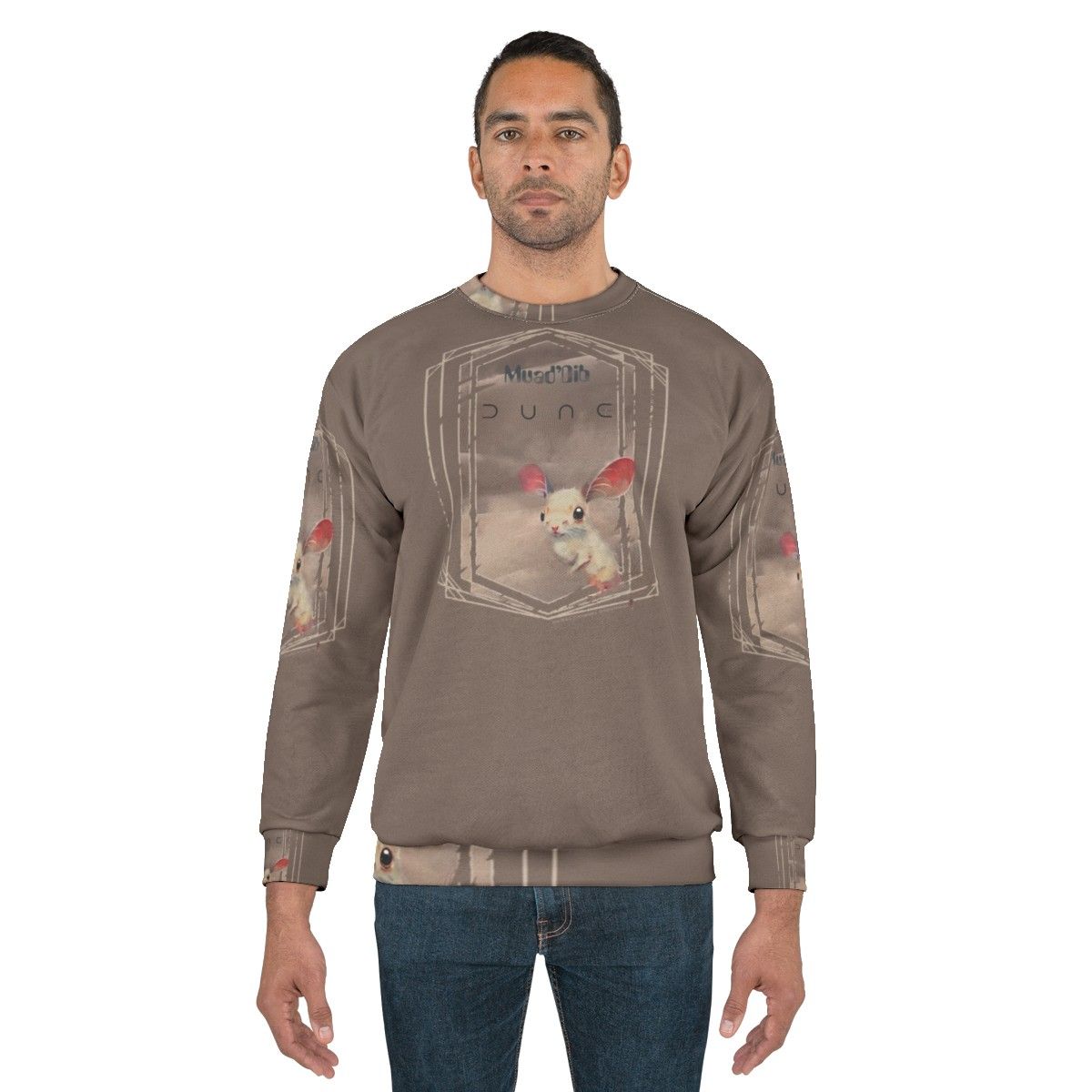 Dune-inspired sci-fi sweatshirt with desert sand mouse design - men