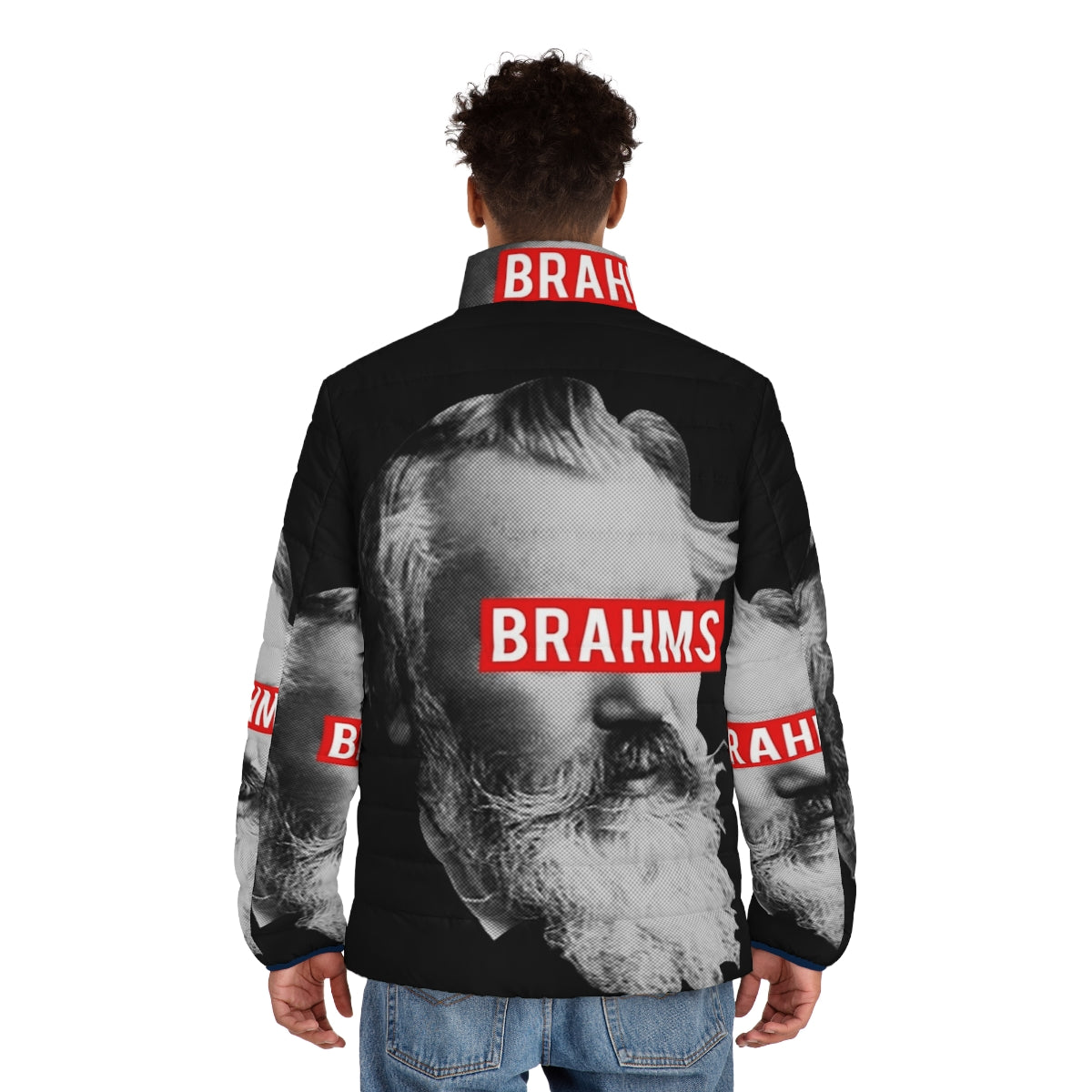 Brahms Classical Music Puffer Jacket - Stylish Composer Apparel - men back