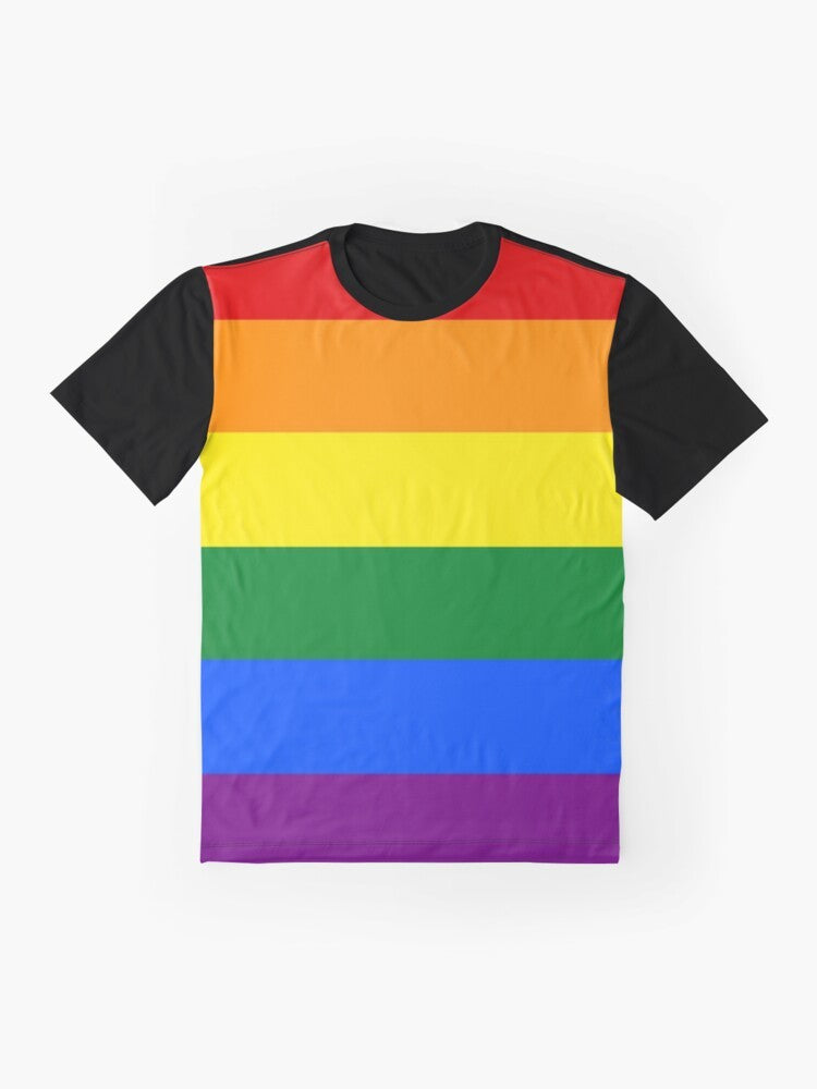 Gay pride flag t-shirt with rainbow graphic design - Flat lay