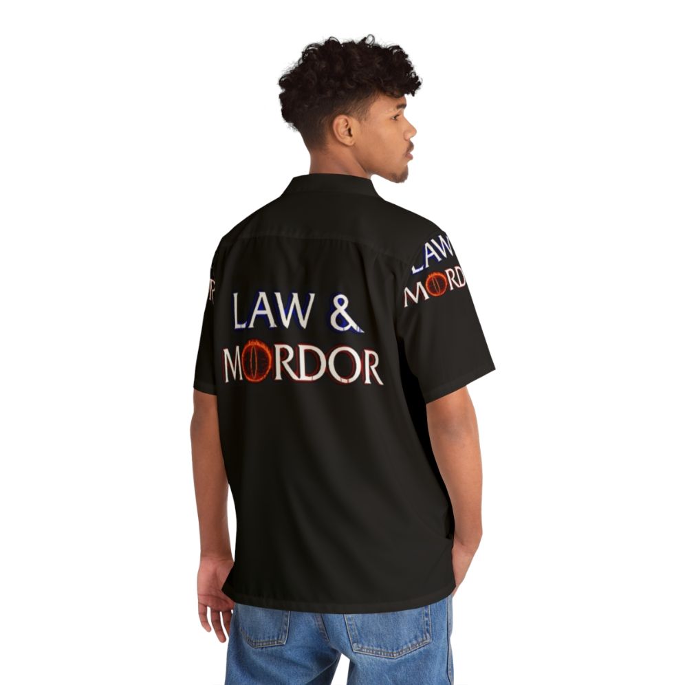 Law And Mordor Hawaiian Shirt with Lord of the Rings Tolkien Design - People Back