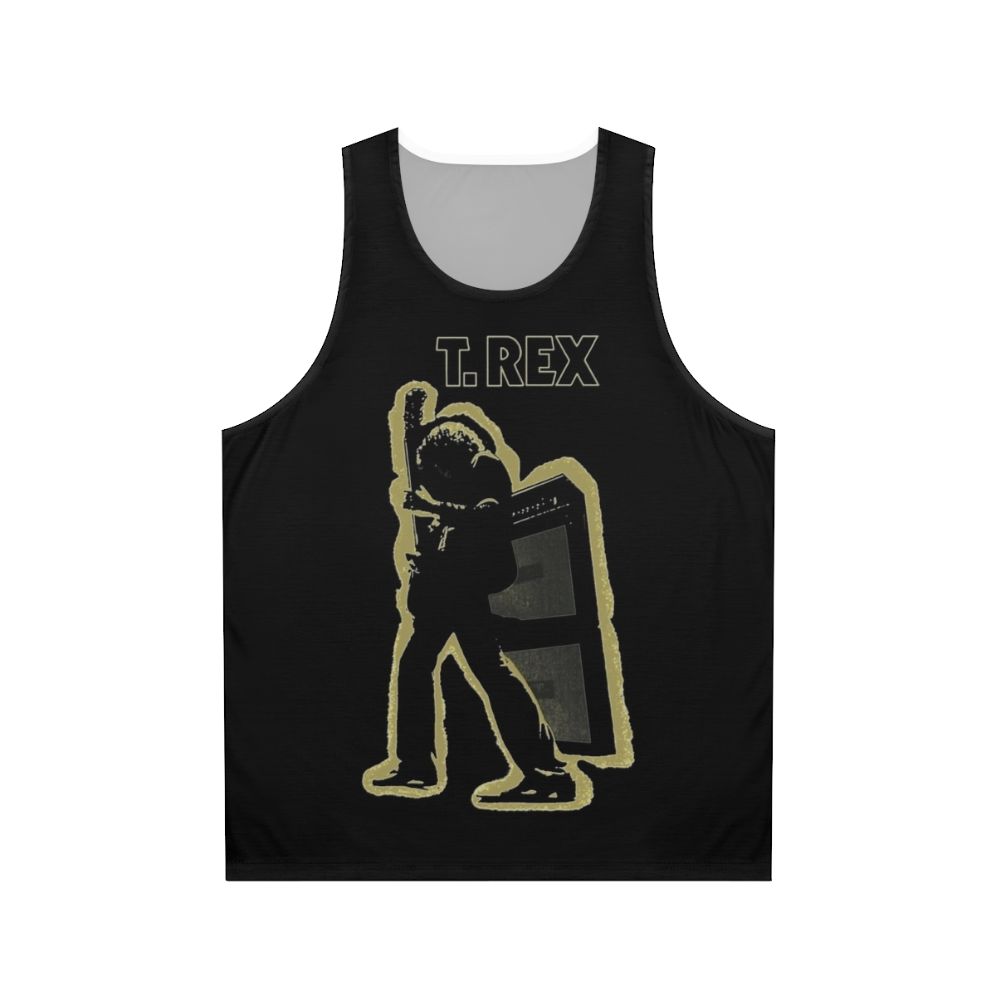 Electric Warrior Unisex Tank Top featuring Tyrannosaurus Rex dinosaur design