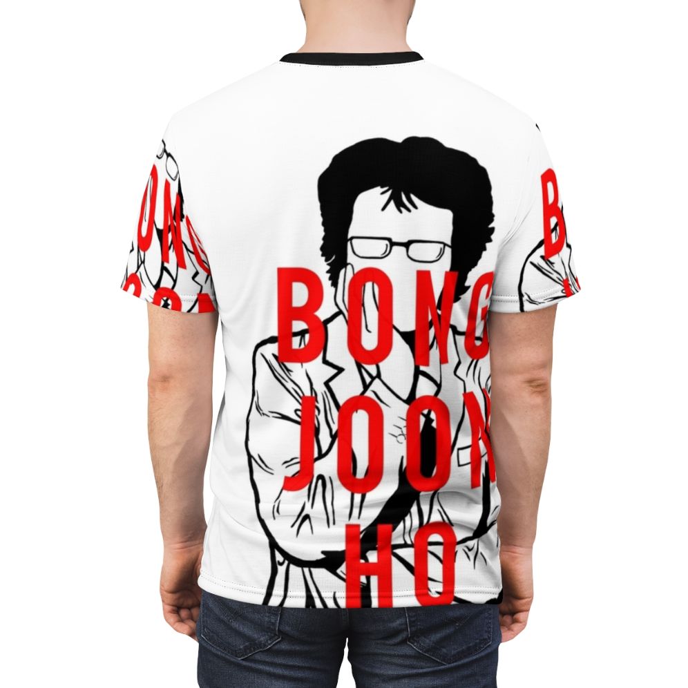 T-shirt featuring the name and filmography of acclaimed Korean director Bong Joon-ho - men back