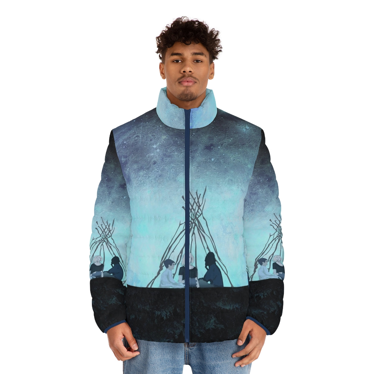 Melancholia Puffer Jacket - Surreal outer space-inspired puffer jacket for the drama and art lover - men front