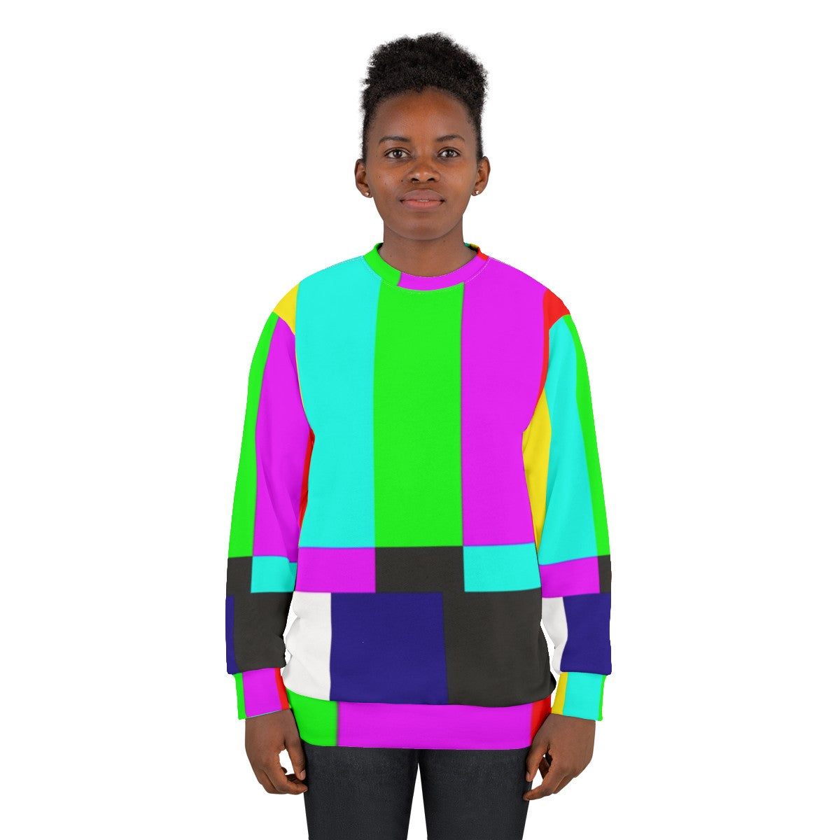 SMPTE Color Bars Sweatshirt with Colorful Stripes - women