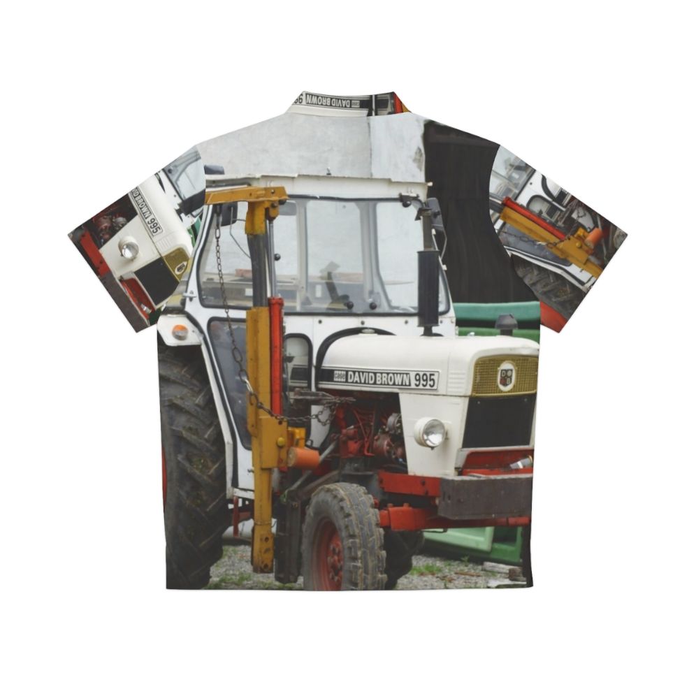 Vintage Hawaiian shirt featuring a David Brown 995 tractor - Back