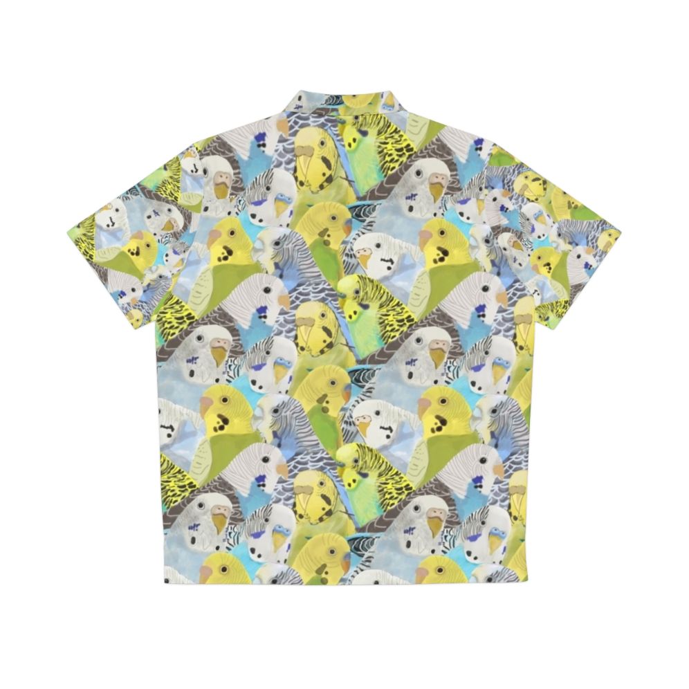 Budgie Parakeets Hawaiian Shirt with Tropical Bird Pattern - Back