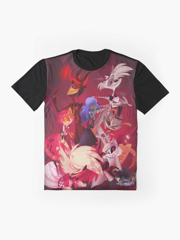 Hazbin Hotel cast members graphic printed on a t-shirt - Flat lay