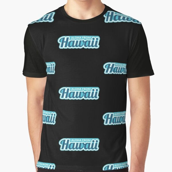 Aloha Hawaii graphic t-shirt with pineapple and beach design