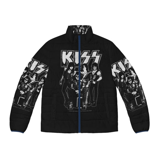 Vintage Kiss Grunge Puffer Jacket with Bootleg Design