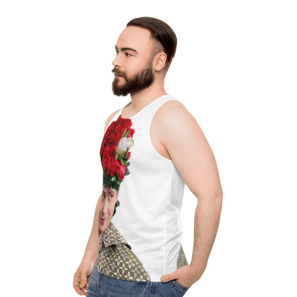 Unisex figure skating pride tank top with Johnny Weir's mint julep hat - men side