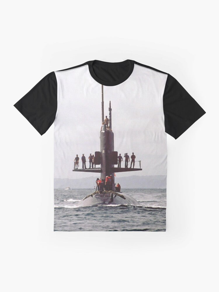 USS SCAMP (SSN-588) Navy Submarine Graphic T-Shirt - Flat lay