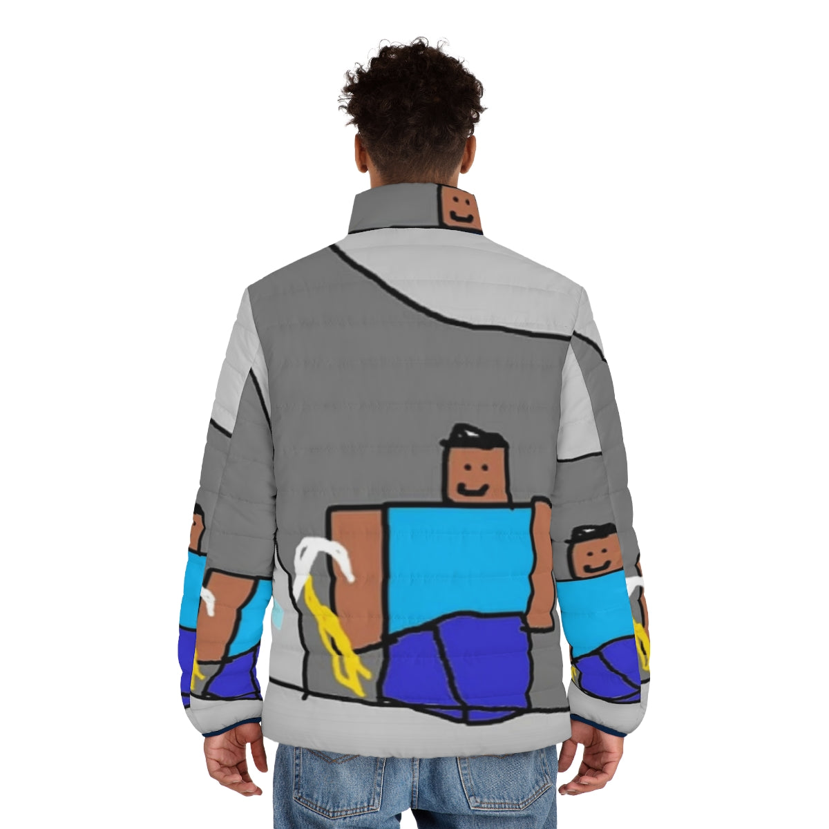 Minecraft diamonds puffer jacket - men back