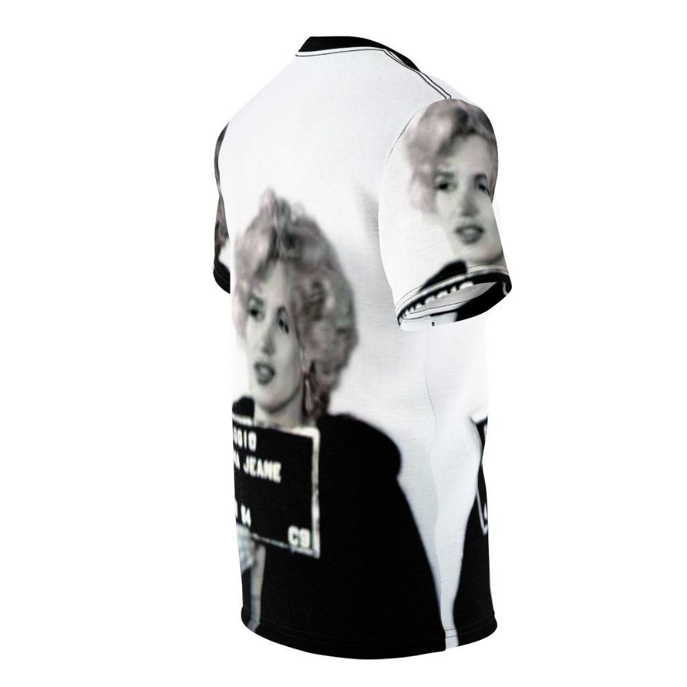 Vintage inspired t-shirt featuring an iconic mugshot of the famous blonde actress Marilyn Monroe - men right