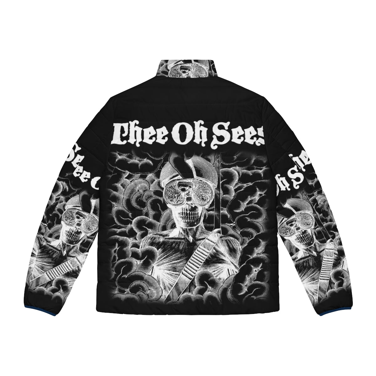 A puffer jacket featuring the album artwork of Thee Oh Sees' "Carrion Crawler" - Back