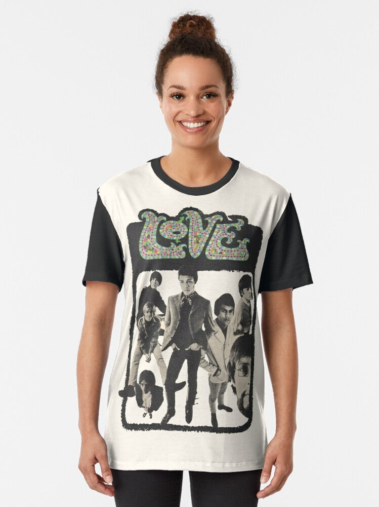 Vintage graphic t-shirt featuring Arthur Lee and his psychedelic rock band Love - Women