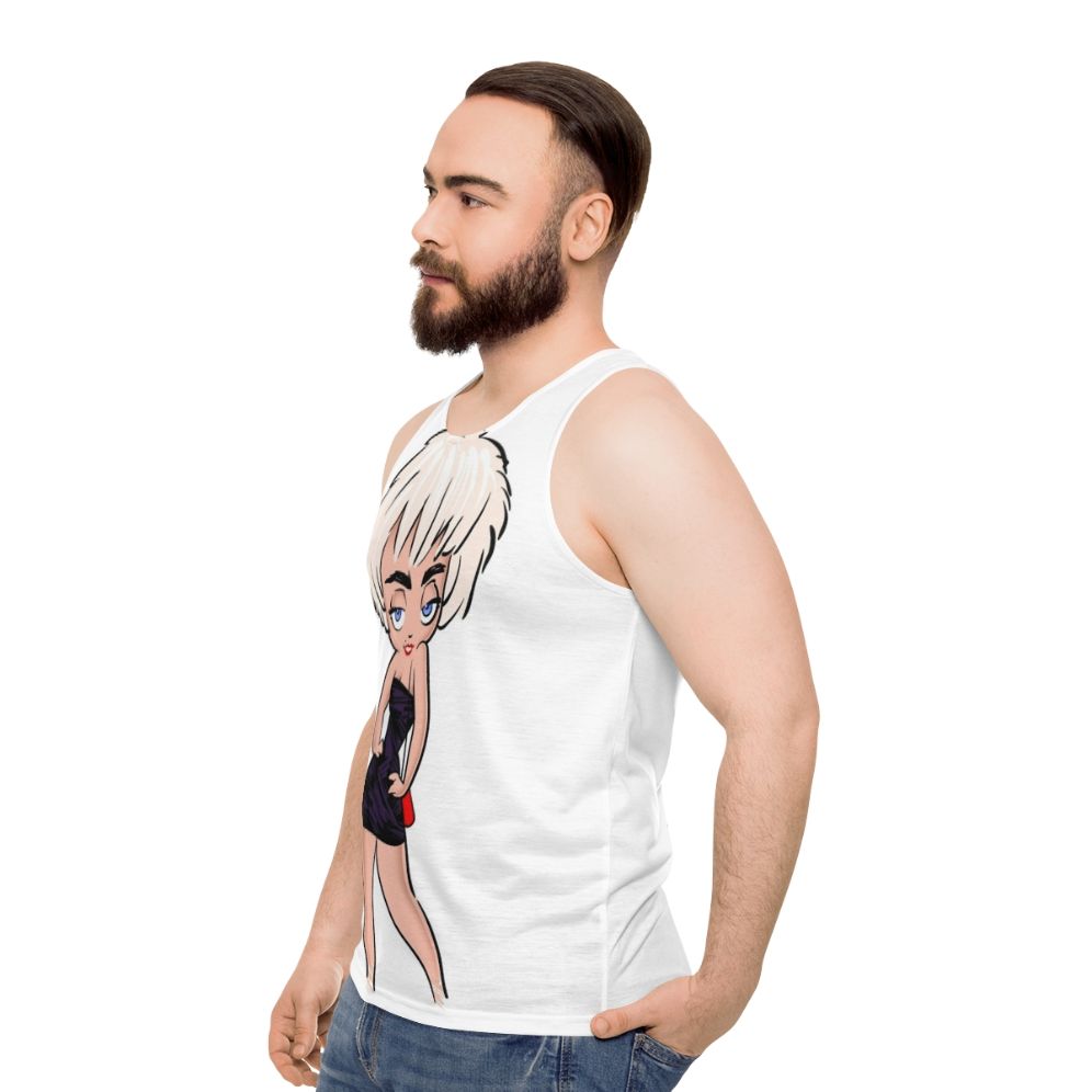 "Who's That Girl? Nikki Finn Unisex Tank Top featuring Madonna's classic pop culture character" - men side