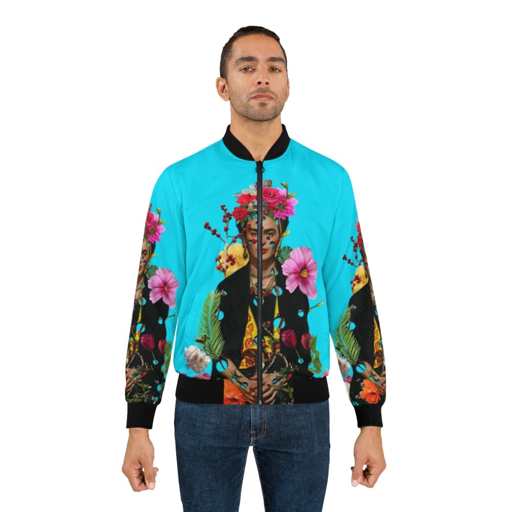 Frida Kahlo inspired feminist flower art bomber jacket - Lifestyle