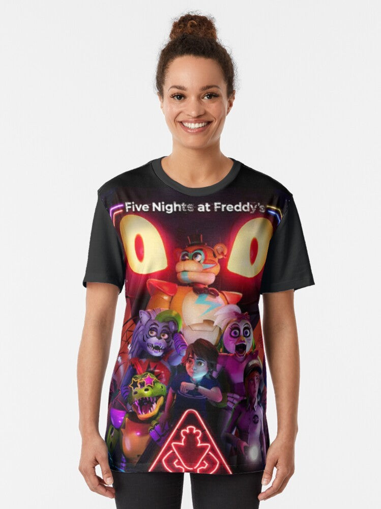 FNAF Security Breach graphic t-shirt with Vanny character from the Five Nights at Freddy's video game - Women