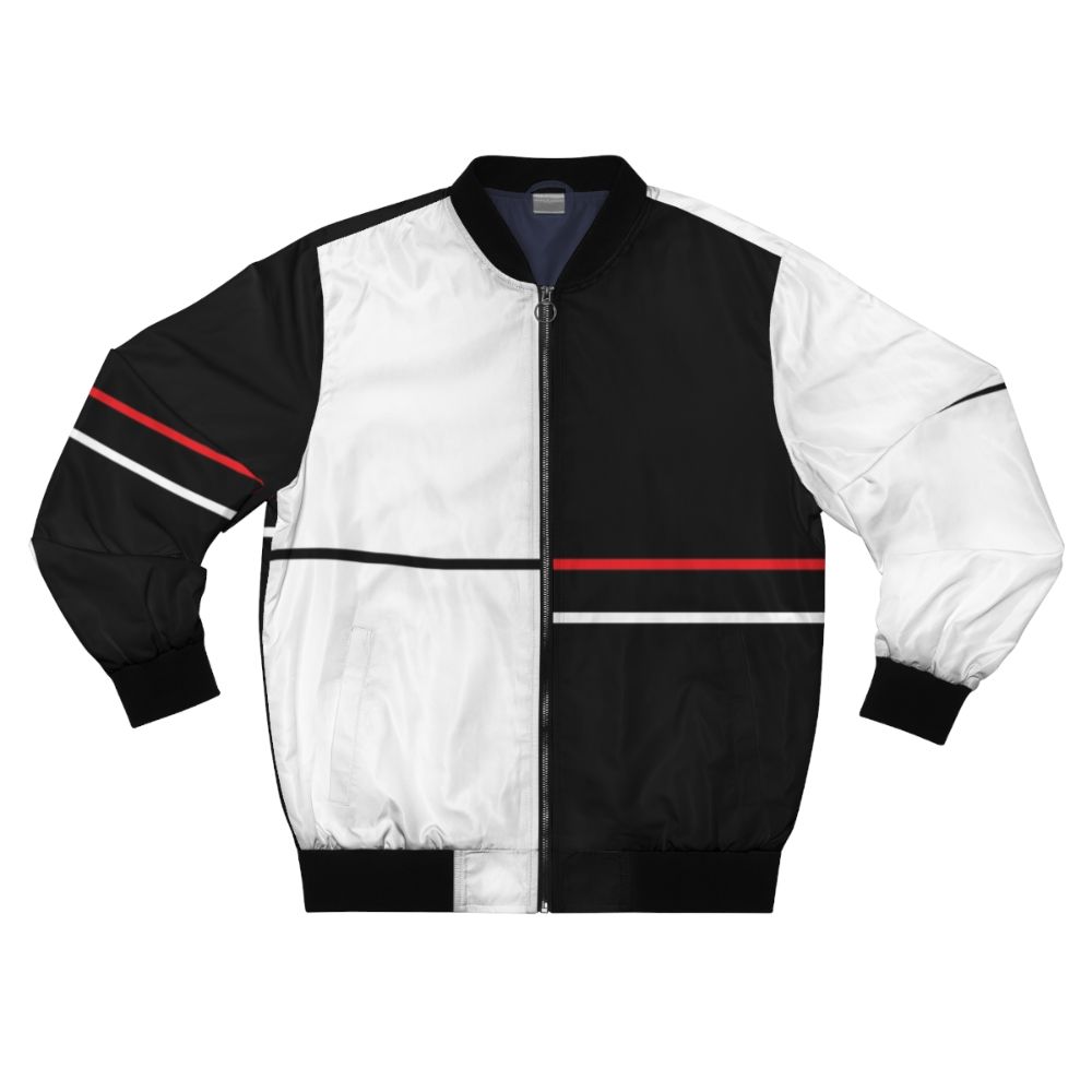 MONO Minimalist Bomber Jacket with Abstract Geometric Design for Danganronpa Fans