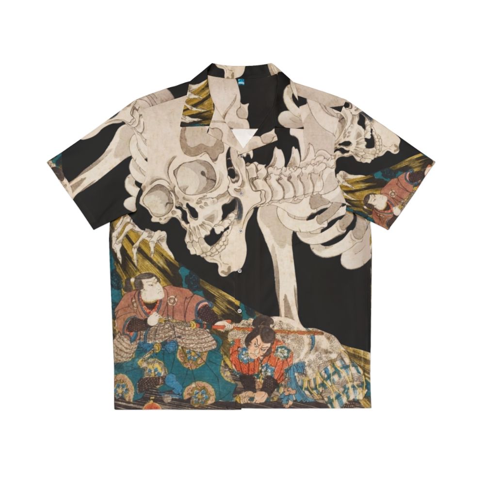 Skeleton ghost ukiyo-e woodblock print Hawaiian shirt