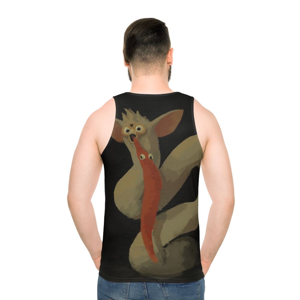 "Saturn Devouring His Son" unisex tank top with dark, surreal mythology art - men back