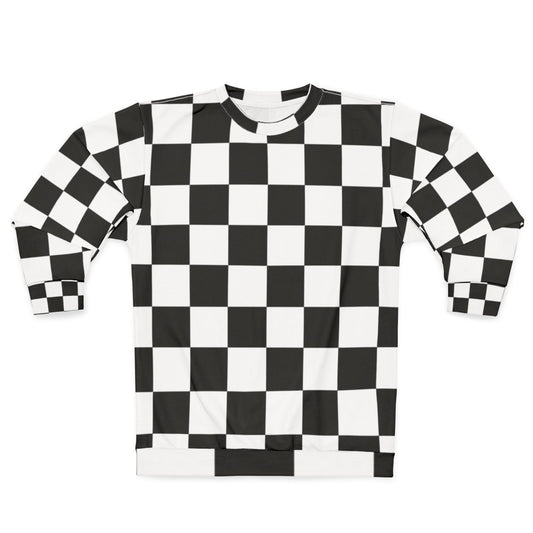 Checkerboard pattern sweatshirt with high-quality geometric design