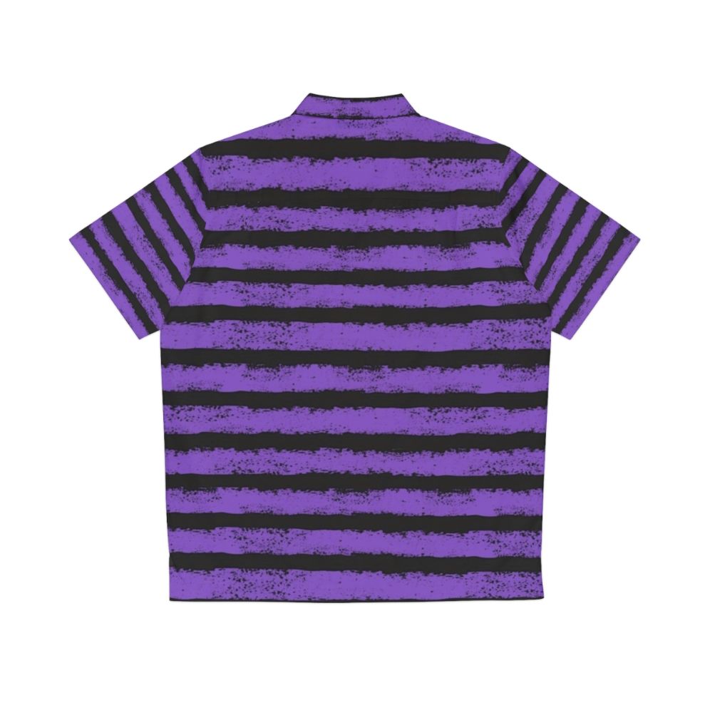 Black and purple splatter stripe Hawaiian shirt - Back