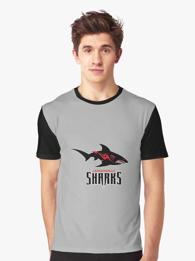 Graphic t-shirt featuring the Jacksonville Sharks sports logo - Men