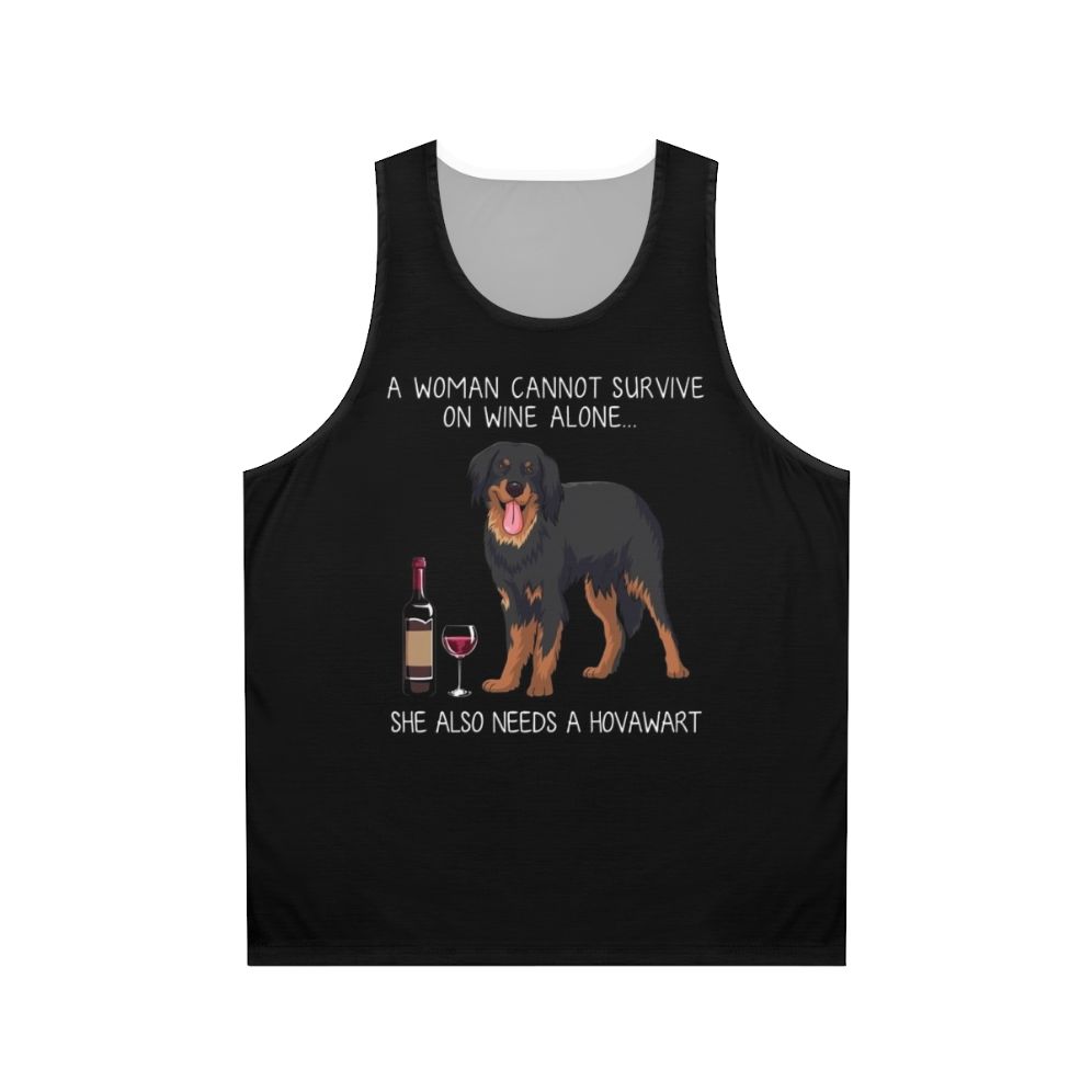 Hovawart dog lover wearing a funny dog and wine unisex tank top