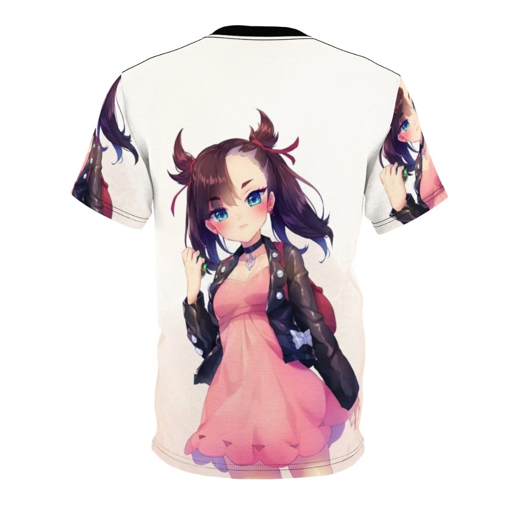 Anime-inspired digital print t-shirt featuring fan art of the Pokemon character Marnie - Back