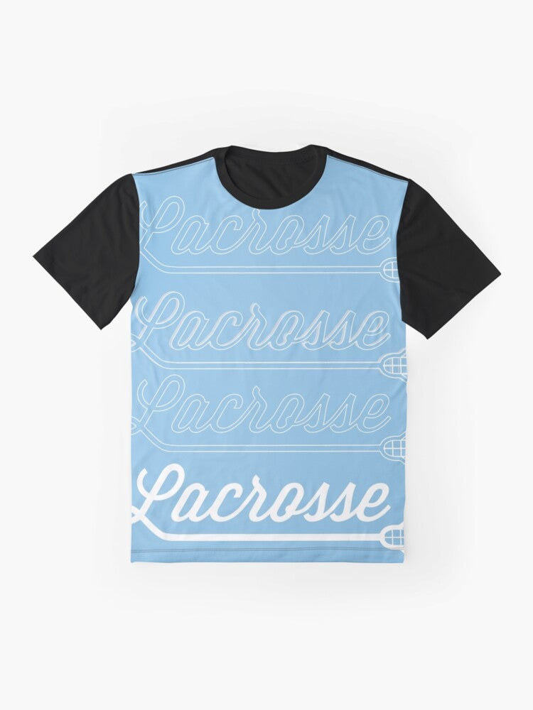 Lacrosse Stick Hopkins Blue Graphic T-Shirt with Westwood Warriors Branding - Flat lay