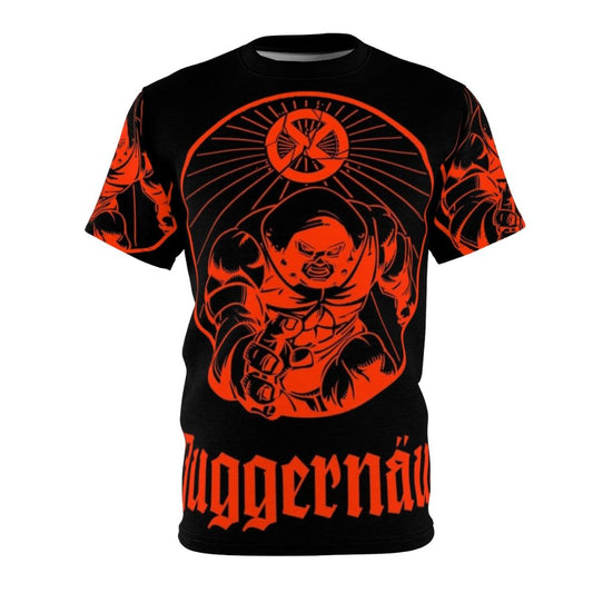 Anesthetic Juggernaut-inspired AOP t-shirt with comic-style graphics