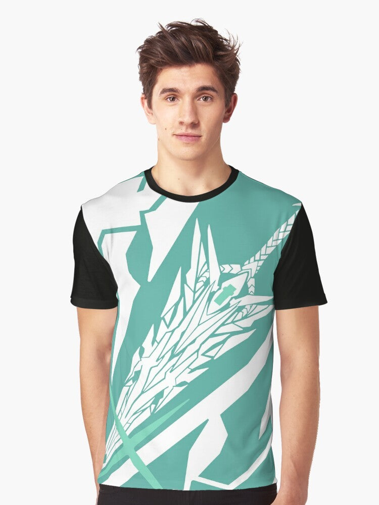 A graphic t-shirt featuring the Third Aegis Sword from the Xenoblade Chronicles 2 video game. - Men